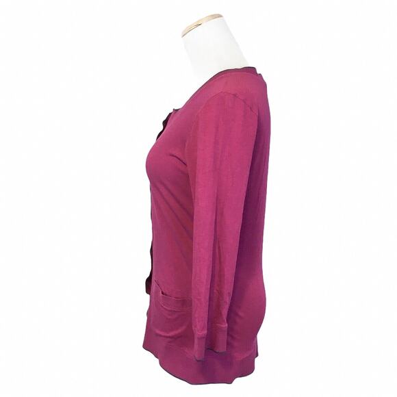 Theory Women's Cardigan Size Medium Pink Longsleeve Button Down Pocket Preppy (8 - Picture 5 of 5